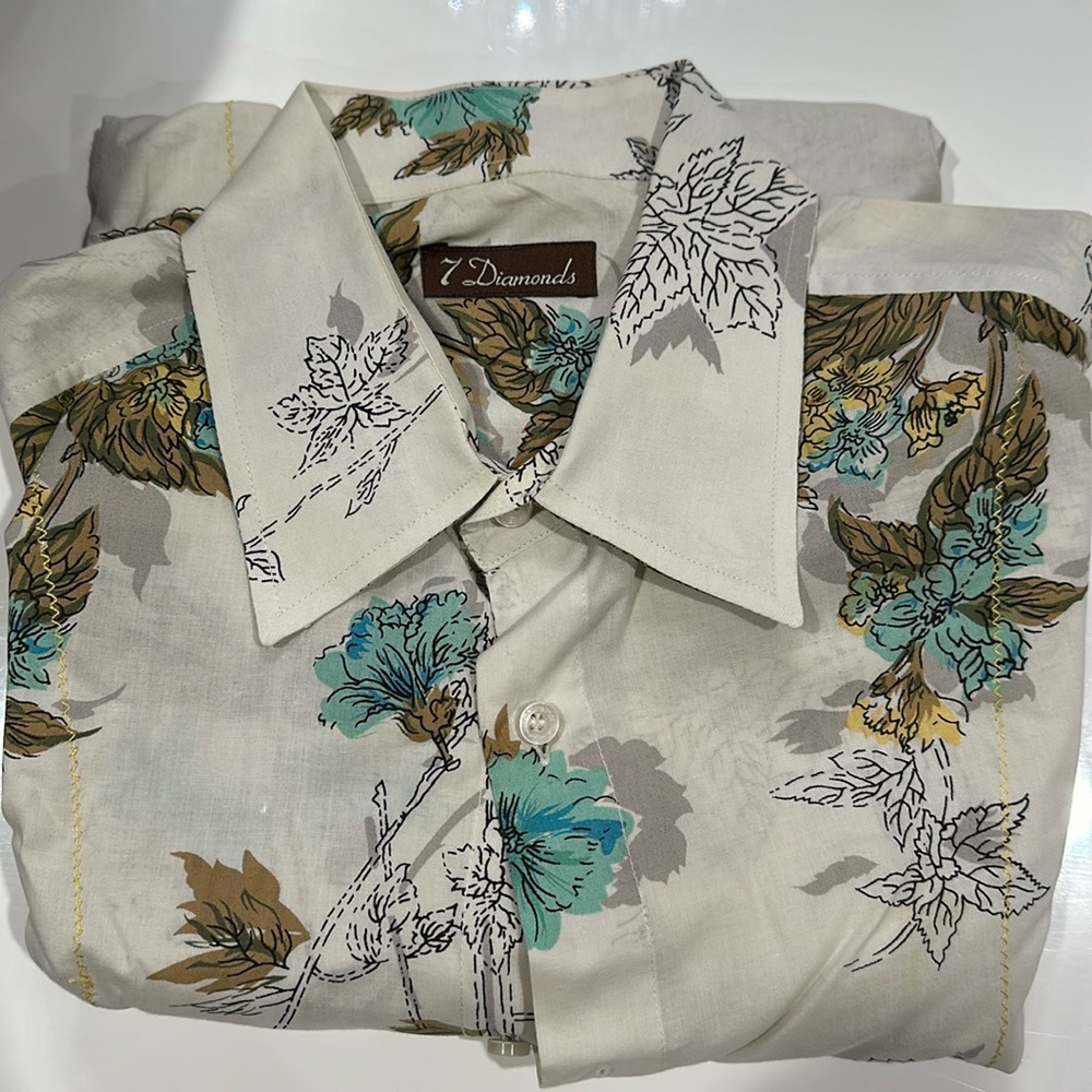 Long sleeve floral design light cotton shirt